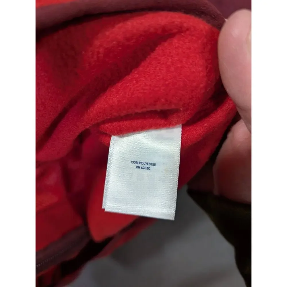 Lands End Fleece Vest Mens Medium 38-40 Full Zip Layer Pockets Maroon Red Hiking